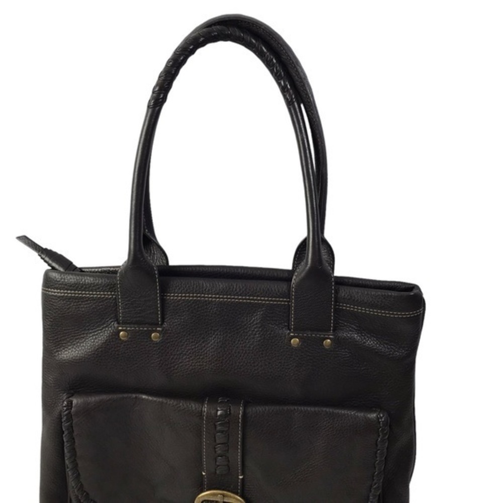 Levenger Distressed Brown Leather Hobo Tote - Picture 3 of 14